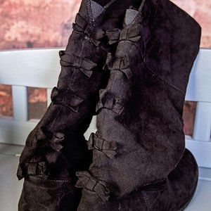 Tall Black Boots with Bows